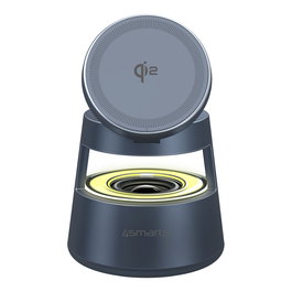 4smarts Aura Sound Qi2 Estación de Carga Inalámbrica para Auriculares, Smartphone y Reloj Inteligente, MagSafe, Gris Espacial