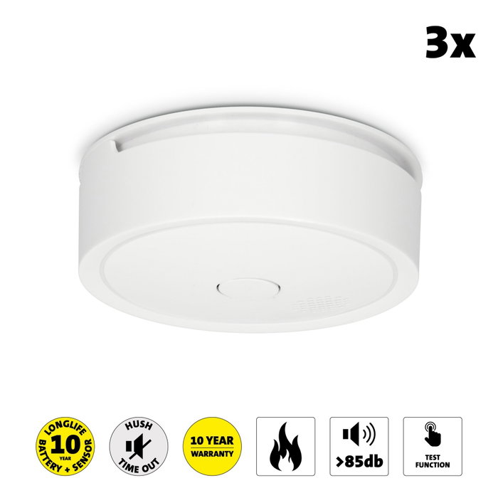 Alecto Pack de 3 Detectores de Humo Inalámbricos Conectables SA61 Alecto Pack de 3 Detectores de Humo Inalámbricos Conectables SA61