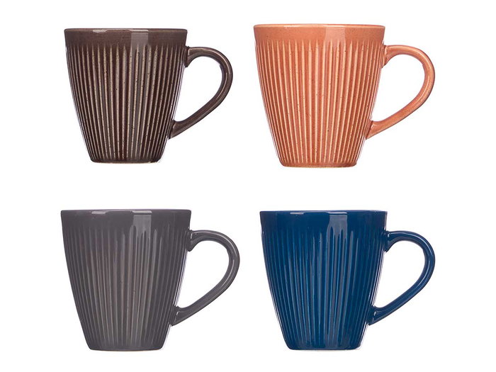 Vessia Taza Ceramica Rayas 9 cm Colores Oscuro Surtidos (Set de 240)