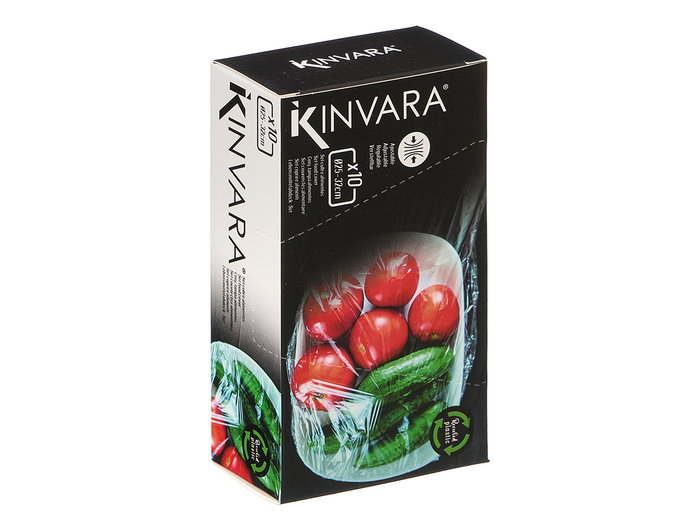 Kinvara Set de 10 Cubrealimentos de Plástico LDPE Transparente/Negro 12.5 x 7 x 4 cm con Expositor (Set de 24)