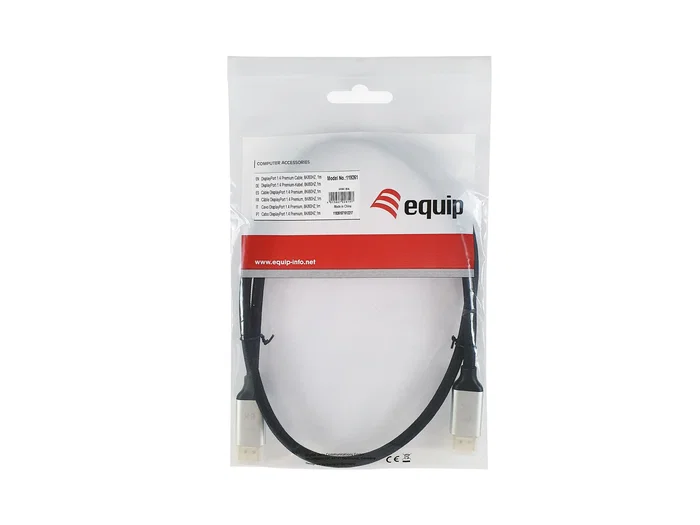 Equip Cable DisplayPort 1.4 Macho a Macho 3m 8K/60Hz, 4K/144Hz, Compatible HDCP 2.2, Aluminio Negro, Referencia 119263 Equip Cable DisplayPort 1.4 Macho a Macho 3m 8K/60Hz, 4K/144Hz, Compatible HDCP 2.2, Aluminio Negro, Referencia 119263