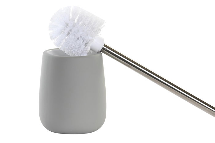 DKD Home Decor Escobillero de Gres Gomoso Gris Claro