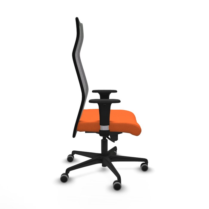 PIQUERAS Y CRESPO Sillón Albacete con mecanismo Sincro, Tela Naranja y Malla Negra PIQUERAS Y CRESPO Sillón Albacete con mecanismo Sincro, Tela Naranja y Malla Negra