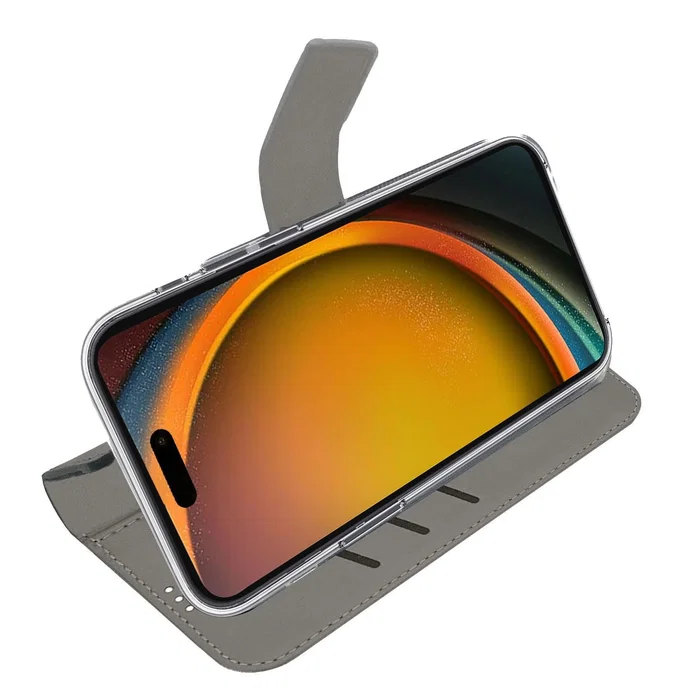 Celly WALLY Funda cartera para iPhone 17 - 16 cm (6.3") - Imitación piel color Arena con soporte de sobremesa, cierre magnético y 3 bolsillos para tarjetas, resistente a rayones
