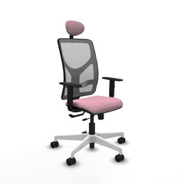 PIQUERAS Y CRESPO Silla de oficina Motilla Rosa y Gris con Mecanismo Sincro/Traslack