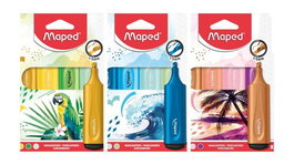 Marcador Fluor Maped Pack De 4 Colores Surtidos Expositor De 12 3X Ocean 3X Tropical 3X Puesta De Sol