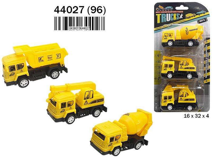 Rama Set de 3 Camiones de Construcción Juguete, 16x32x4 cm, Edad Recomendada 3+ Años