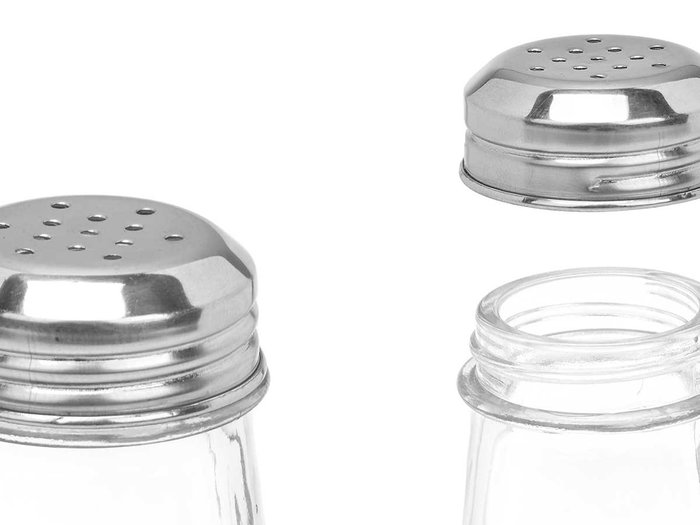 Vivalto Salero de Cristal Cónico Transparente con Tapa Metálica - 5.5 x 10.5 x 5.5 cm (Set de 48)