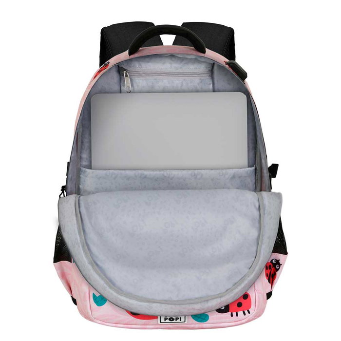 Oh My Pop Mochila Running Ladybug PLUS Rosa Gran Capacidad USB Resistente 32L