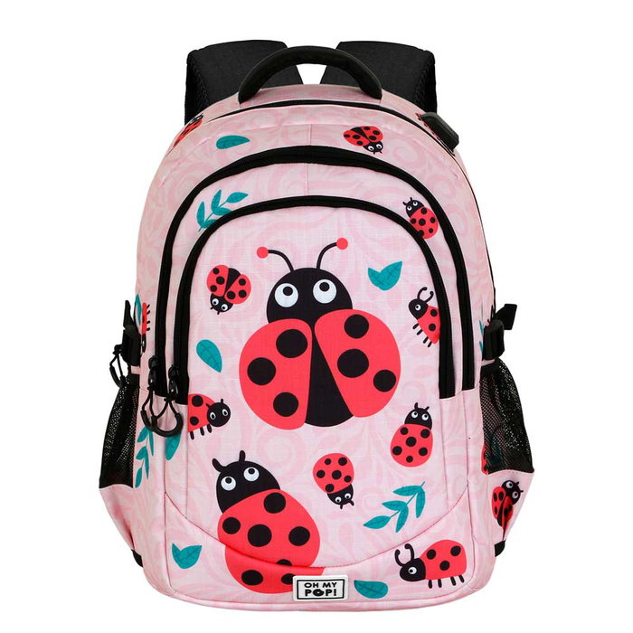 Oh My Pop Mochila Running Ladybug PLUS Rosa Gran Capacidad USB Resistente 32L