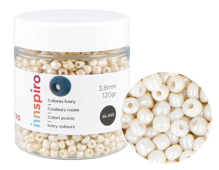 Innspiro Rocalla de Vidrio Redonda Ivory Grisáceo 3,8 mm 120g Innspiro Rocalla de Vidrio Redonda Ivory Grisáceo 3,8 mm 120g