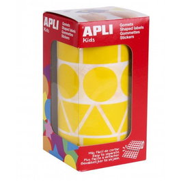 Gomets Apli Rollo 59H Xl Figuras Geom. (Cl.,Tr.,Cd.,Rg.) 27 Mm Amarillo 1.357 Uds. (11160)
