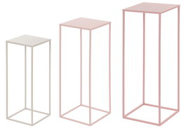 DKD Home Decor Set de 3 Mesitas Auxiliares de Metal Rosa Palo