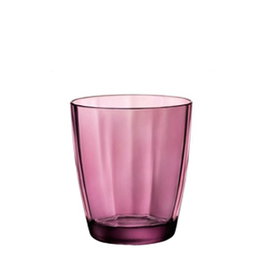 Bormioli Vaso Pulsar Púrpura, 39 cl, Vidrio, 10.3 cm Alto, Borde Grueso (Set de 6)