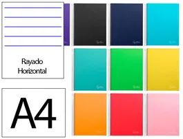 Liderpapel Cuaderno espiral Micro Jolly A4, 140 hojas, 75gr, horizontal, 5 bandas, colores surtidos