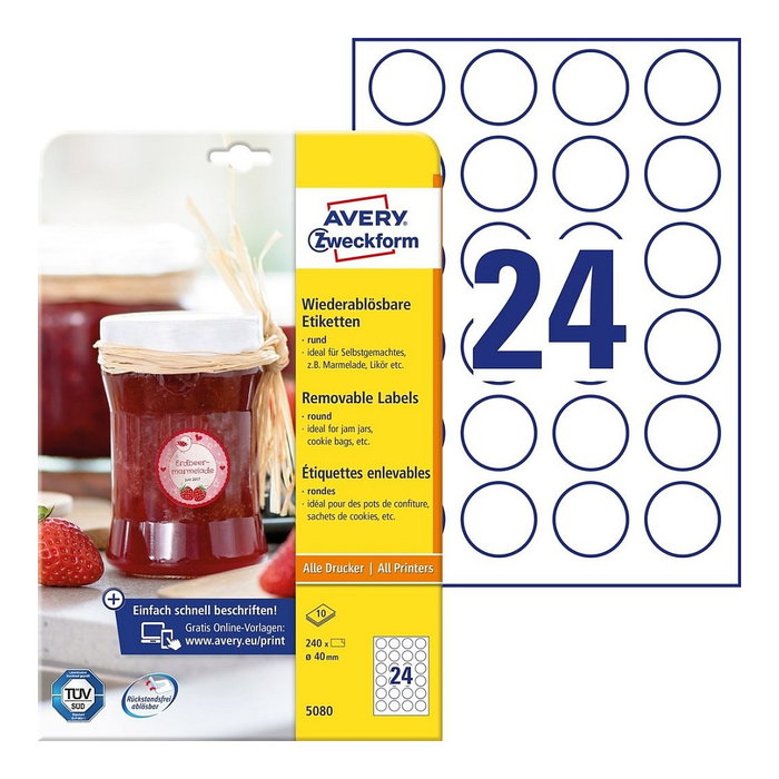 AVERY Zweckform Etiketten 5080 blanco 40,0 x 40,0 mm AVERY Zweckform Etiketten 5080 blanco 40,0 x 40,0 mm