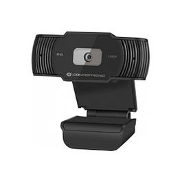 Conceptronic Webcam USB 2.0 AMDIS04B Full HD 1080P a 30fps con Micrófono Integrado, Ángulo de Visión 65°, Plug and Play, Color Negro