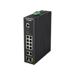 D-Link Switch Industrial Gestionado L2, 12 Puertos (10x Gigabit Ethernet, 2x SFP, 8x PoE+ 30W), 240W PoE Budget, Montaje Rack/DIN, -40°C a 65°C