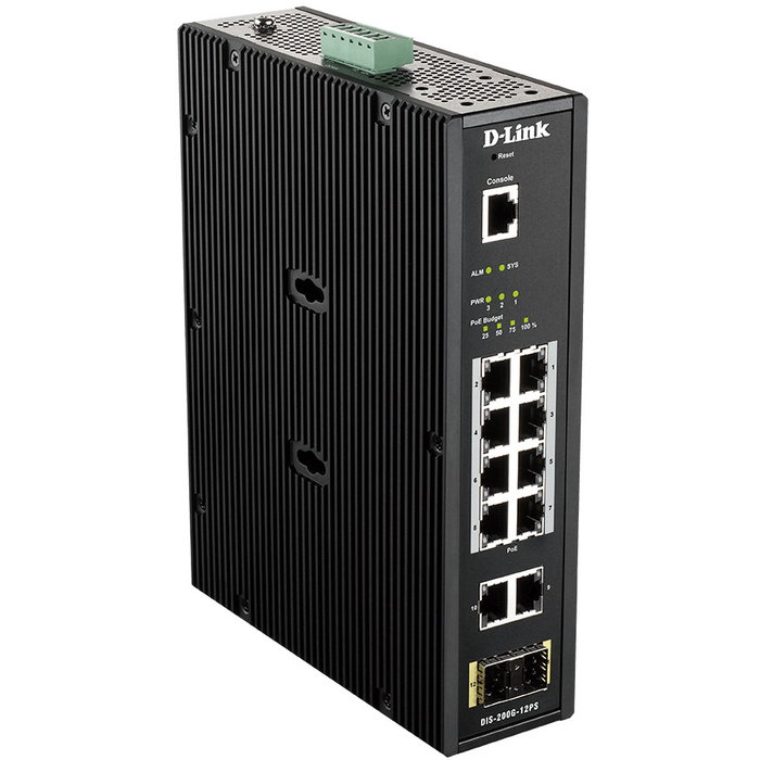 D-Link DIS-200G-12PS Switch Industrial Gigabit Gestionado L2 con 12 Puertos y 8 Puertos PoE+