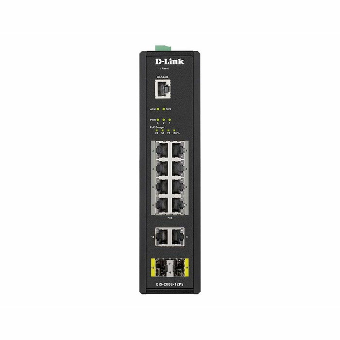 D-Link DIS-200G-12PS Switch Industrial Gigabit Gestionado L2 con 12 Puertos y 8 Puertos PoE+