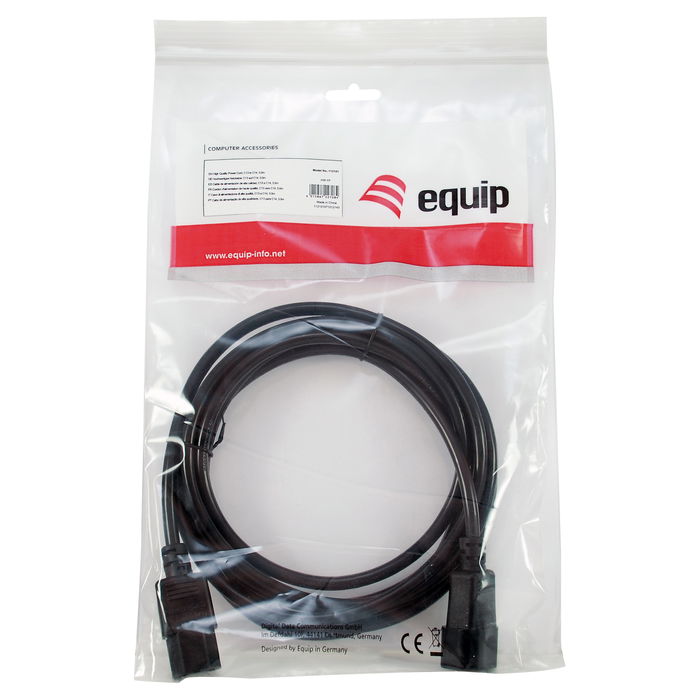 EQUIP 112101 Cable de Alimentación IEC C14 a IEC C13 Macho/Macho 3m Negro H05VV-F3G 250V 10A EQUIP 112101 Cable de Alimentación IEC C14 a IEC C13 Macho/Macho 3m Negro H05VV-F3G 250V 10A