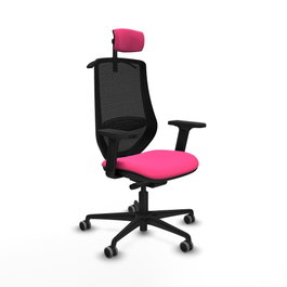 PIQUERAS Y CRESPO Silla de oficina Mardos con mecanismo Sincro/Traslack, Rosa y Negro