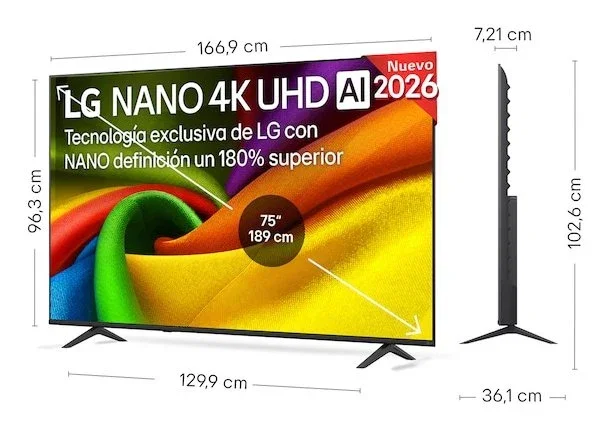 LG LG NANO 4K UHD AI 75NU850B6LA 75 pulg. Smart TV Negro