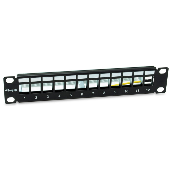 EQUIP Patch Panel Keystone Cat6A 12 puertos 10 pulgadas FTP 1U