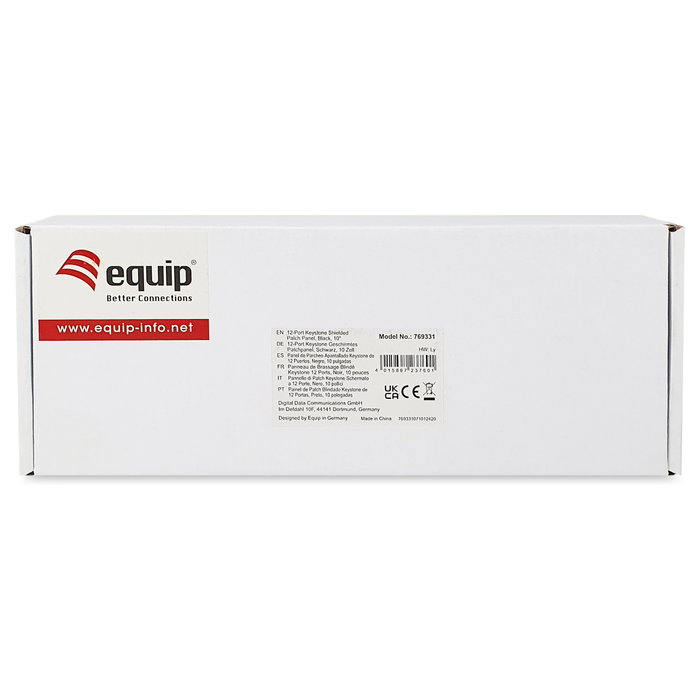 Equip Patch Panel 12 puertos Cat6a 10" FTP 1U Montaje en montaje sw