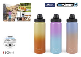Inde Botella Sport Aluminio Bicolor 800 ml - 24,2x7,3 cm (12 Unidades)