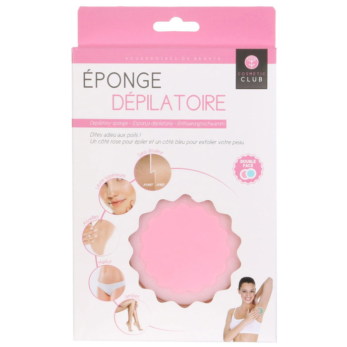 Cosmetic Club Esponja Depilatoria y Exfoliante Doble Cara Rosa y Azul 7 cm
