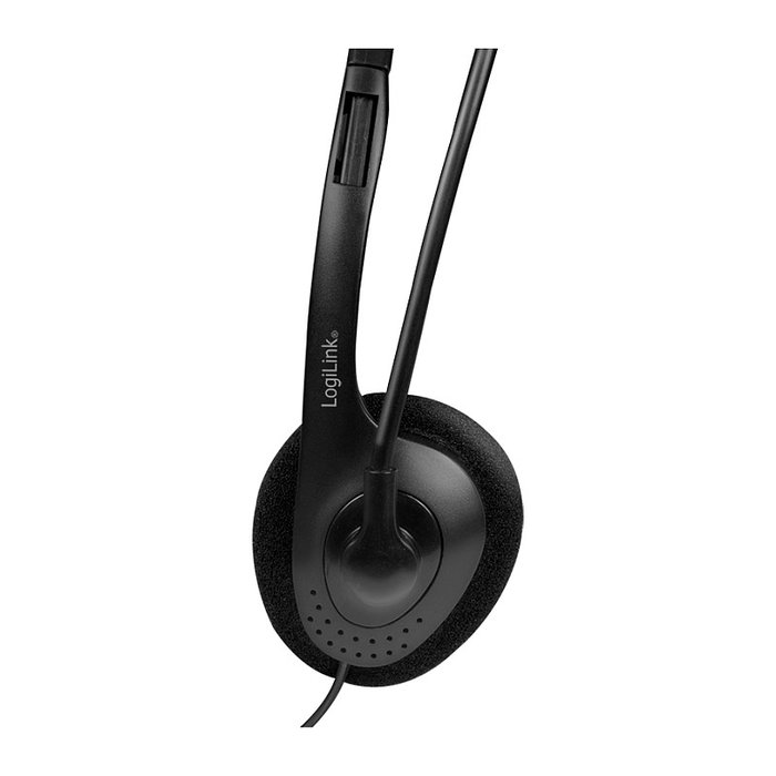 LogiLink Auriculares Diadema HS0055 con Micrófono de Brazo, Alámbrico, Supraaurales, Negro, 1.8 m de Cable, 20-20000 Hz, 85 g