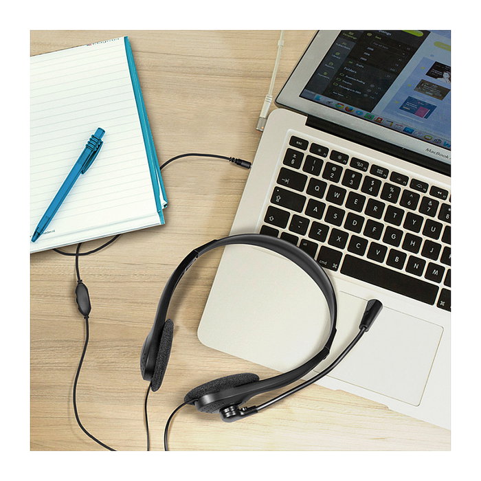 LogiLink Auriculares Diadema HS0055 con Micrófono de Brazo, Alámbrico, Supraaurales, Negro, 1.8 m de Cable, 20-20000 Hz, 85 g