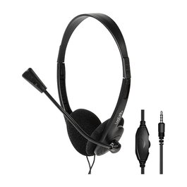LogiLink Auriculares Diadema HS0055 con Micrófono de Brazo, Alámbrico, Supraaurales, Negro, 1.8 m de Cable, 20-20000 Hz, 85 g