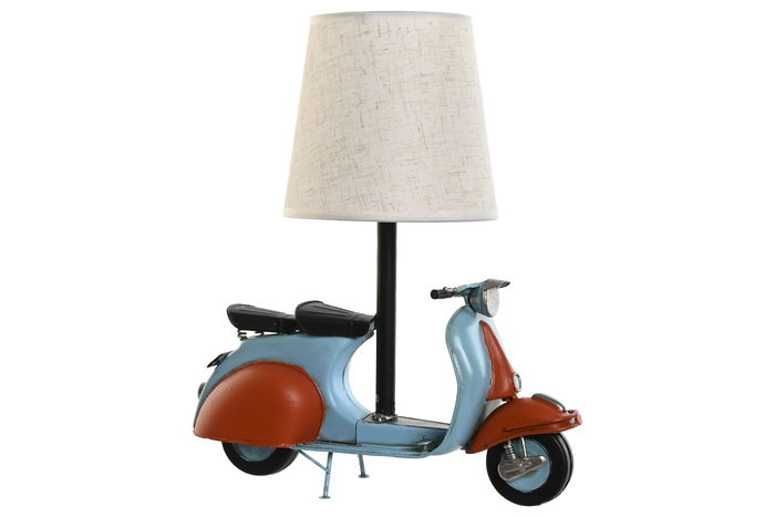 DKD Home Decor Lámpara Sobremesa Vintage Vespa Naranja Azul Metal Lino 29 x 15 x 34 cm