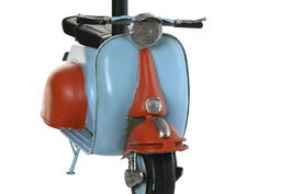 DKD Home Decor Lámpara Sobremesa Vintage Vespa Naranja Azul Metal Lino 29 x 15 x 34 cm