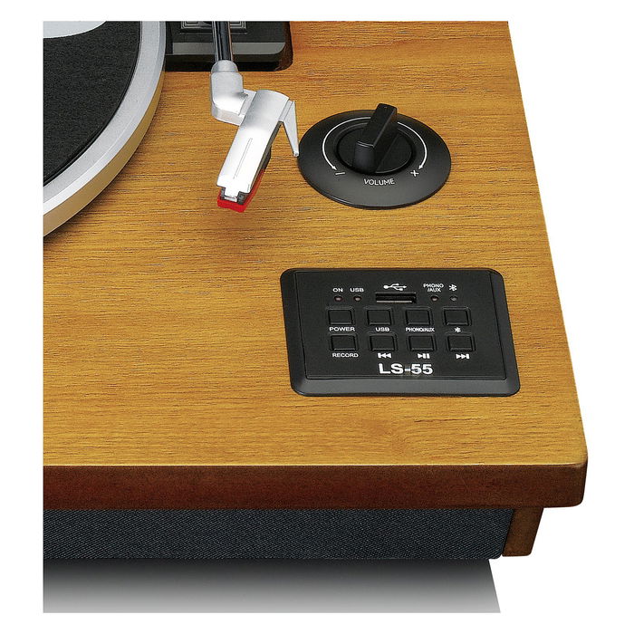 Lenco LS-55WA Altavoz Bluetooth Portátil con Radio, USB, NFC, Parlante Estéreo de 2 Canales y Sonido Potente en Caja de Madera de Nuez