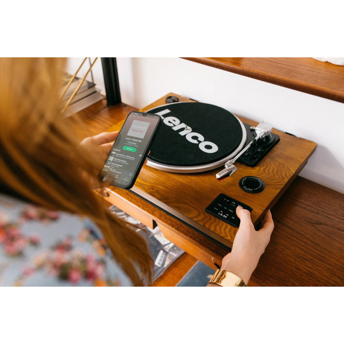 Lenco LS-55WA Tocadiscos de Vinilo Semiautomático con Bluetooth, USB y Altavoces, Madera Walnut Lenco LS-55WA Tocadiscos de Vinilo Semiautomático con Bluetooth, USB y Altavoces, Madera Walnut