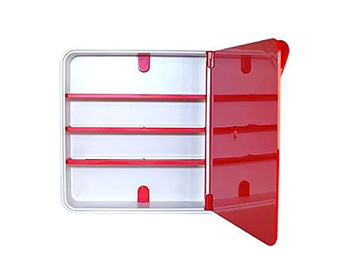 Paperflow Botiquín Organizador de Plástico para Medicinas, 3 Estantes, Rojo, 320x70x320 mm