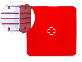 Paperflow Botiquín Organizador de Plástico para Medicinas, 3 Estantes, Rojo, 320x70x320 mm