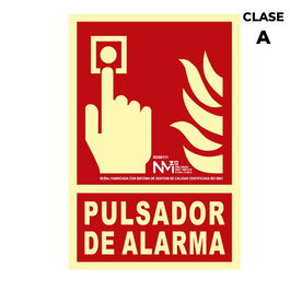 Normaluz Cartel de Extinción "Pulsador de Alarma" Clase A, PVC 1mm, 21x30 cm, Castellano, Uso Profesional y Doméstico