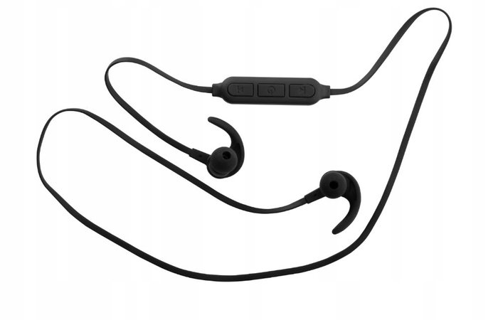Toshiba - Auriculares Deportivos Bluetooth In-Ear con Gancho, Negro, Micrófono y Batería Recargable