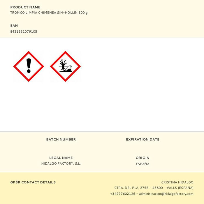 Super Foc Tronco Deshollinador Sin-Hollin 800 g Super Foc Tronco Deshollinador Sin-Hollin 800 g