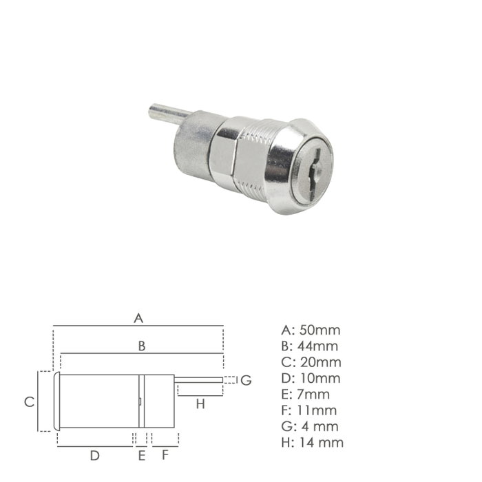 WOLFPACK LINEA PROFESIONAL Cerradura de Mueble para Cajón con Llave Excéntrica 336 mm Cromada WOLFPACK LINEA PROFESIONAL Cerradura de Mueble para Cajón con Llave Excéntrica 336 mm Cromada