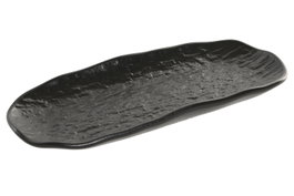 DKD Home Decor Bandeja Horeca black Porcelana Relieve Negro 12.5 x 2 x 30 cm (6 Unidades)