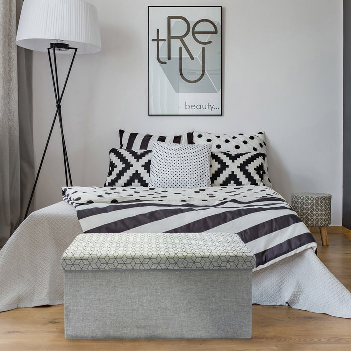 Home Deco Factory Banco Puf Plegable Gris Claro