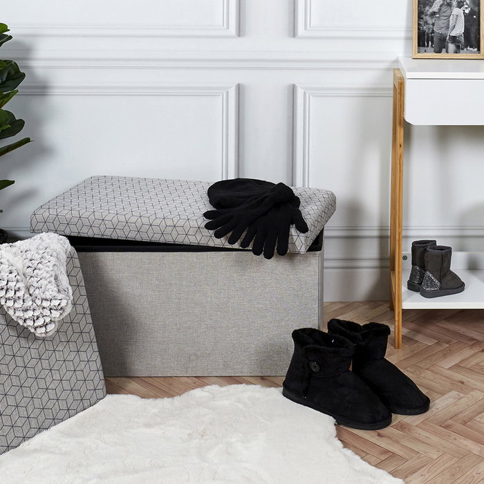 Home Deco Factory Banco Puf Plegable Gris Claro