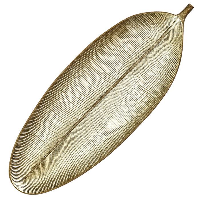 Home Deco Factory Bandeja Hoja Madera Dorada