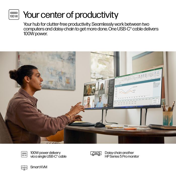 HP Series 5 Pro Monitor Conferencia 27 Pulgadas QHD USB-C 100W con Webcam 5MP IA, Sin PVC - 527pm HP Series 5 Pro Monitor Conferencia 27 Pulgadas QHD USB-C 100W con Webcam 5MP IA, Sin PVC - 527pm