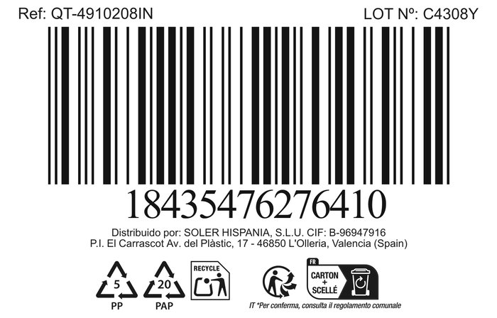 Quttin Batería de Cocina 8 Piezas Acero Inoxidable para Inducción Genova, 6.86 kg (2 Unidades)
